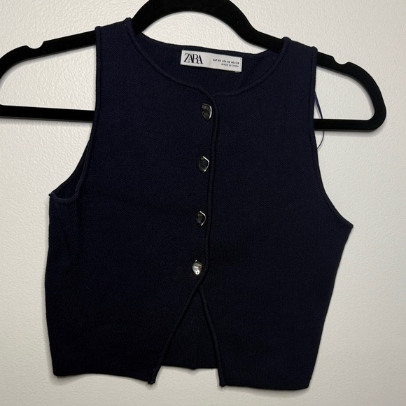 Zara Other - Zara Midnight Blue Sleeveless Button vest